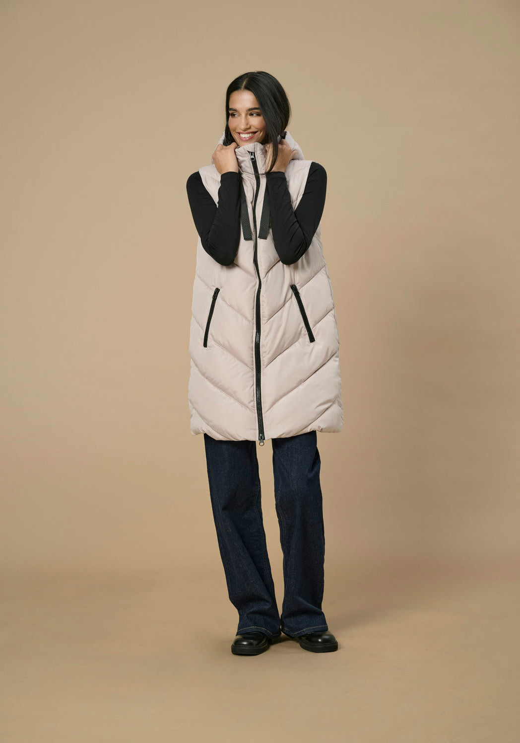 Jdy Skylar Hooded Waist Coat - Taupe 5 Shaws Department Stores