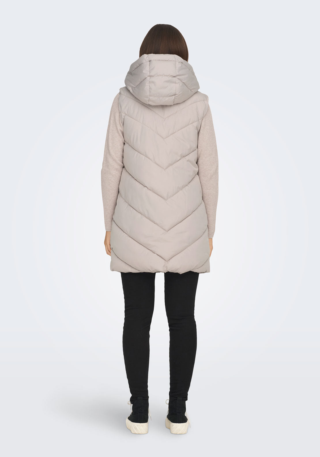 Jdy Skylar Hooded Waist Coat - Taupe 2 Shaws Department Stores