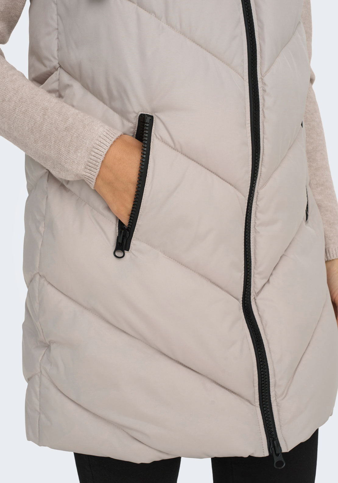 Jdy Skylar Hooded Waist Coat - Taupe 4 Shaws Department Stores