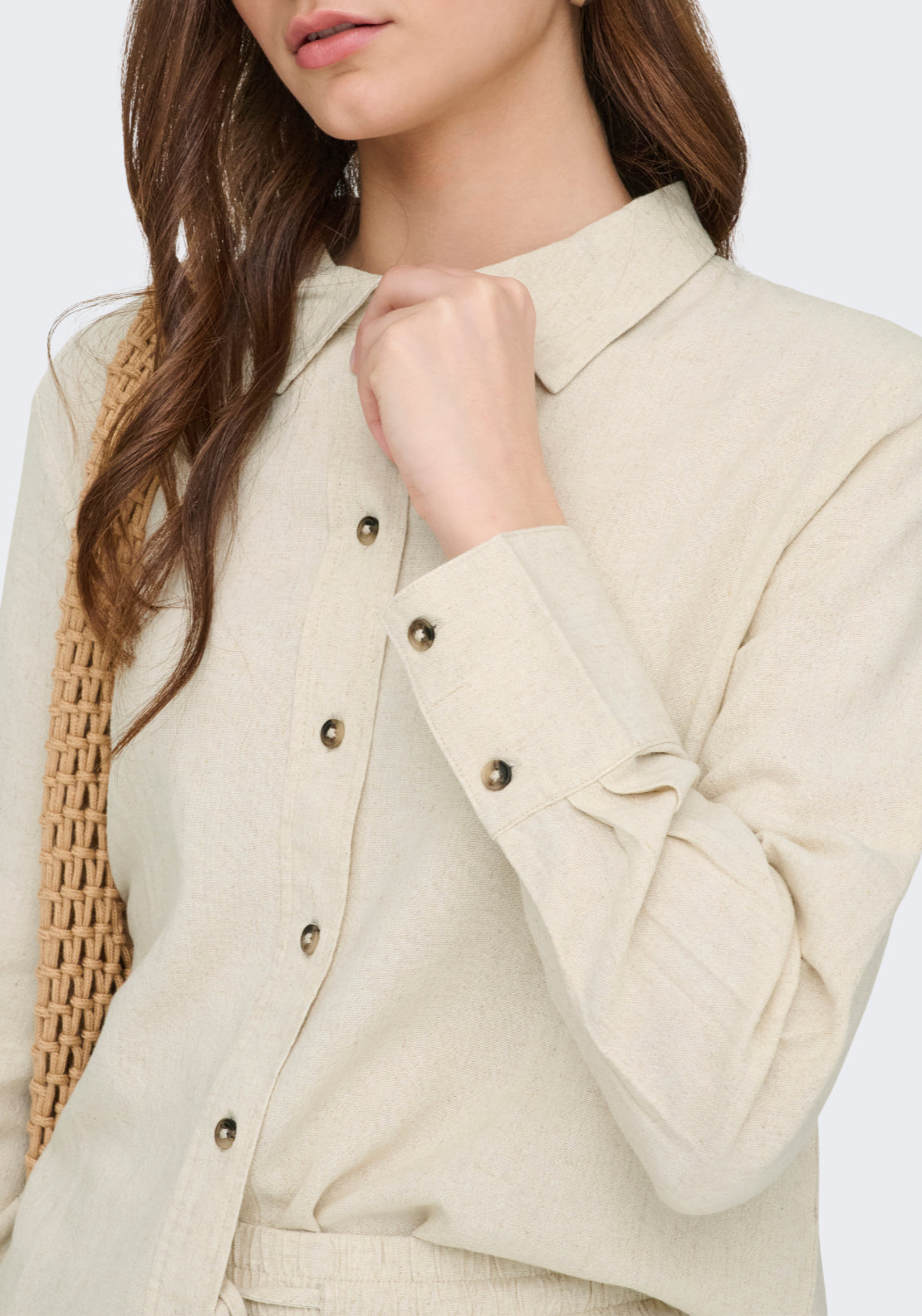 Jdy Say Long Sleeve Linen Loose Shirt - Beige 3 Shaws Department Stores