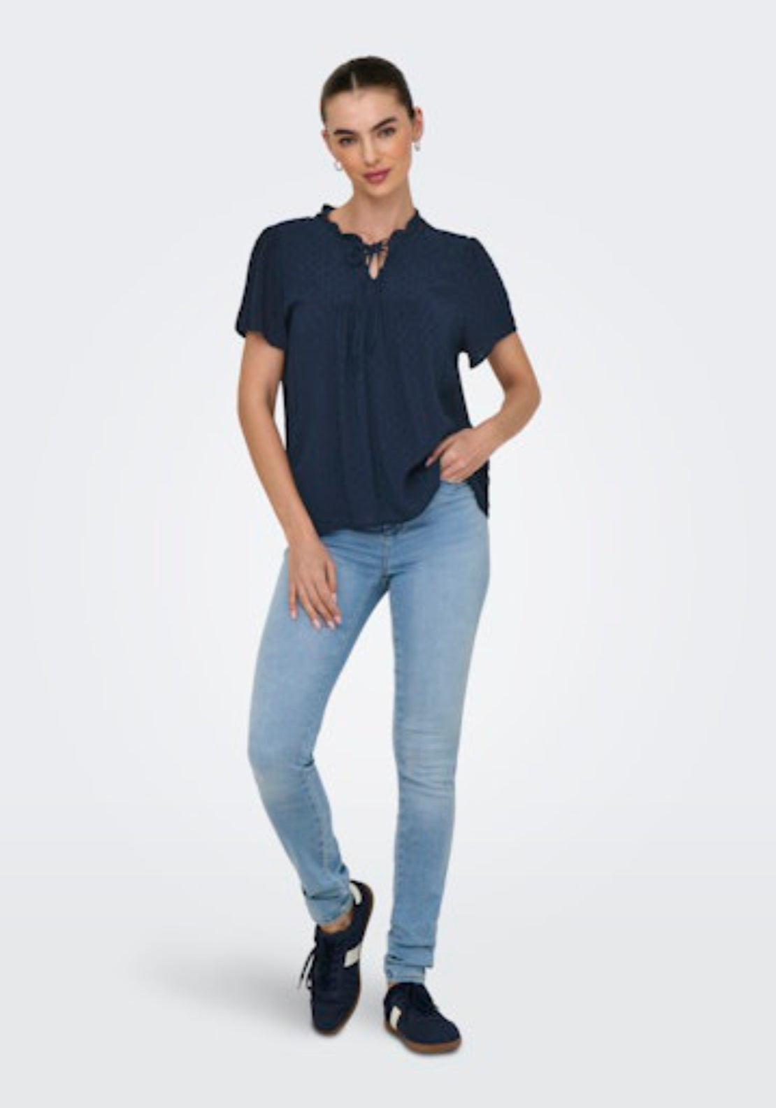 Jdy Lima Life Short Sleeve Top - Black Iris 5 Shaws Department Stores