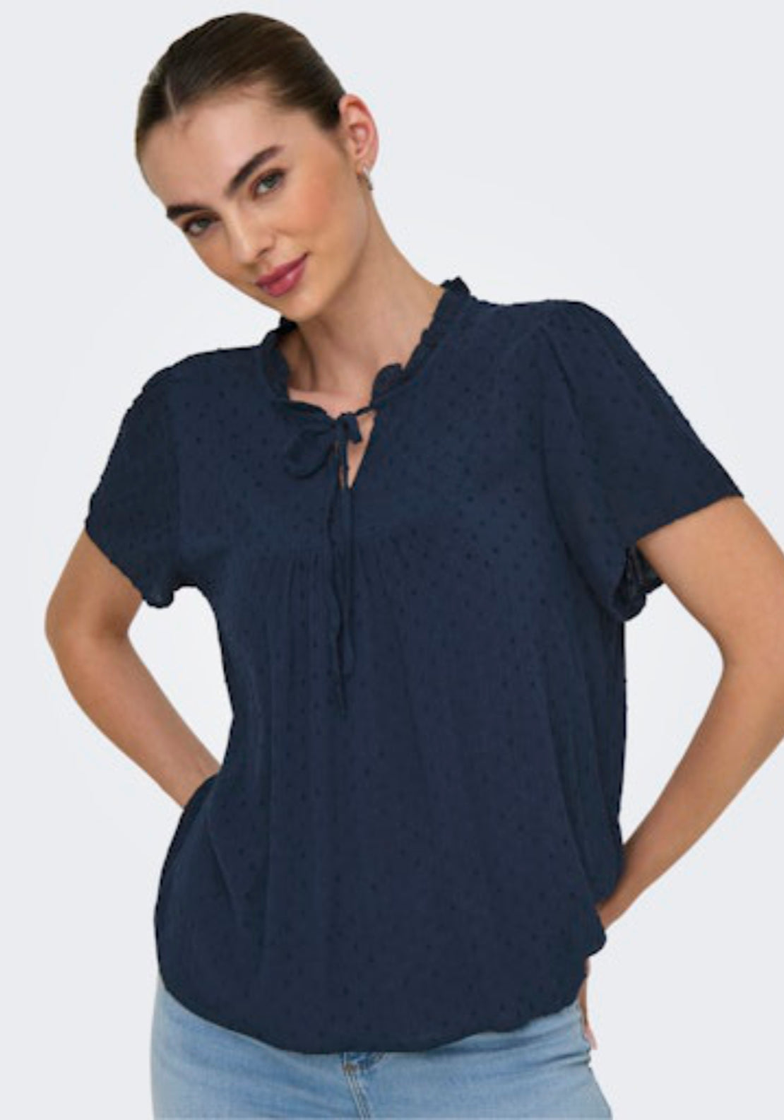 Jdy Lima Life Short Sleeve Top - Black Iris 4 Shaws Department Stores