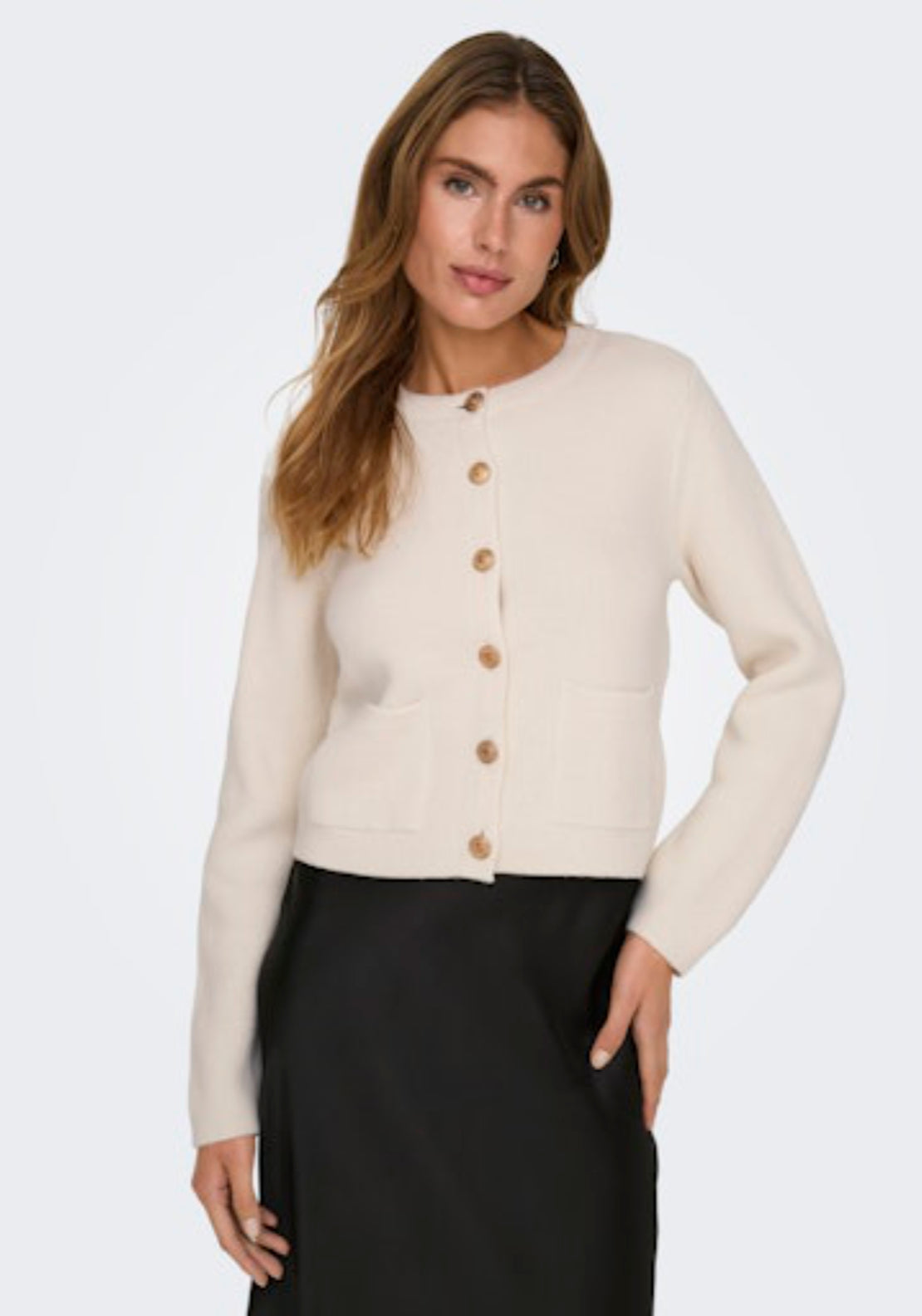 Kim Long Sleeve Button Cardigan - Egret
