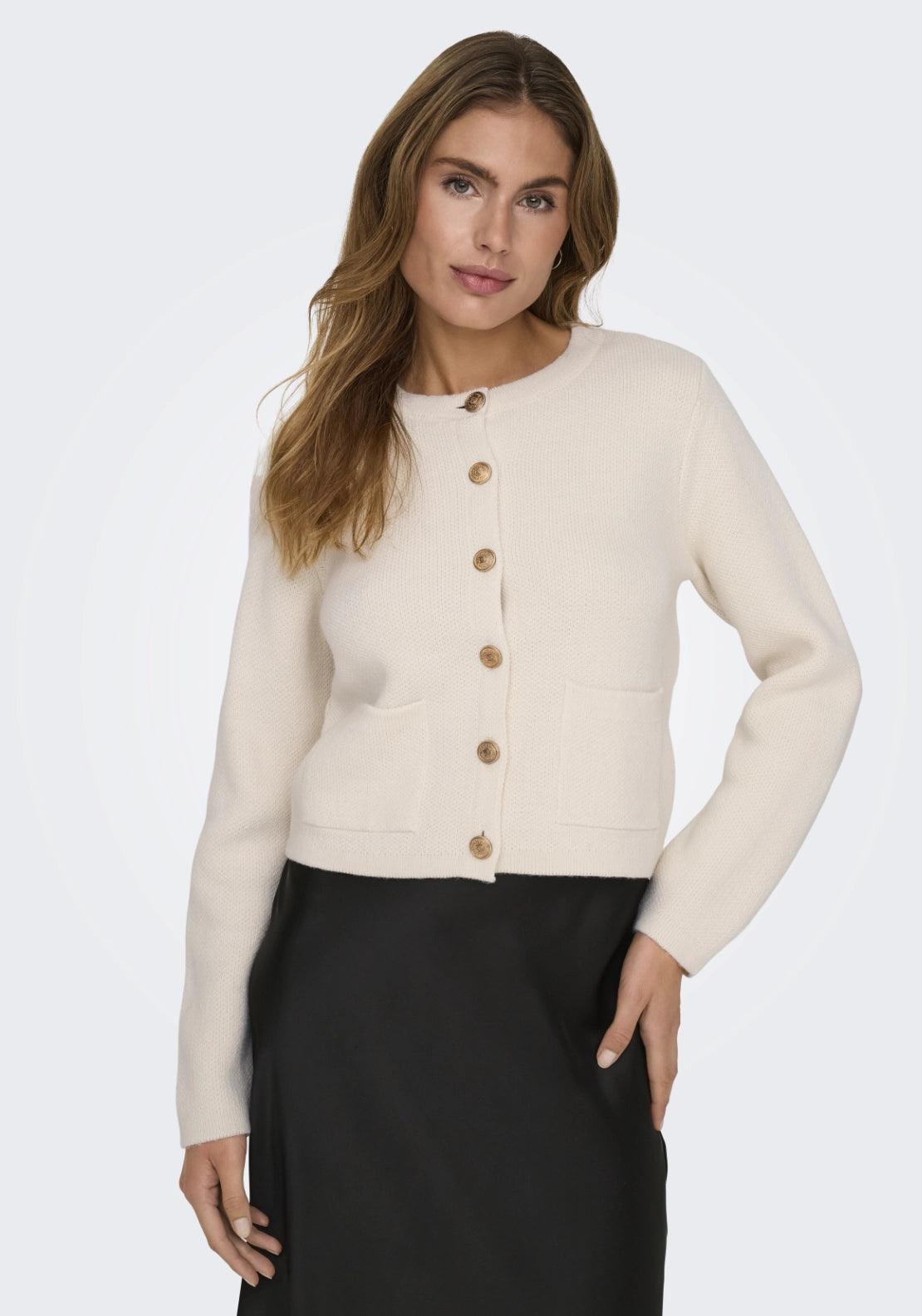 Kim Long Sleeve Button Cardigan - Egret