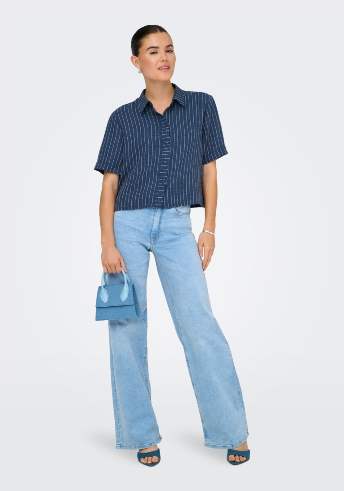 Jdy Power Short Sleeve Shirt - Insignia Blue/white 6 Shaws Department Stores