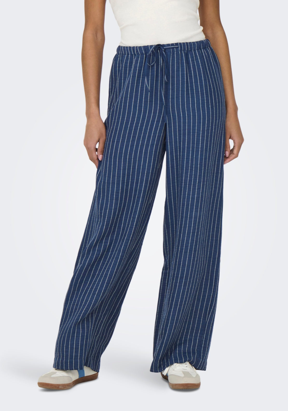 Jdy Power Medium Waist Wide Pant - Insignia Blue/cloud Dancer 1 Shaws Department Stores