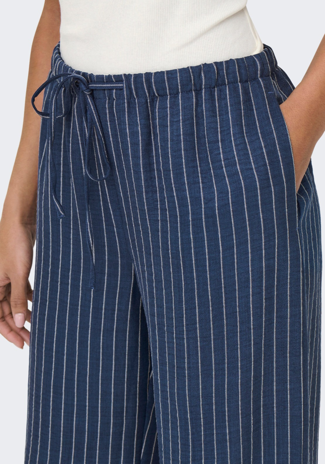 Jdy Power Medium Waist Wide Pant - Insignia Blue/cloud Dancer 3 Shaws Department Stores