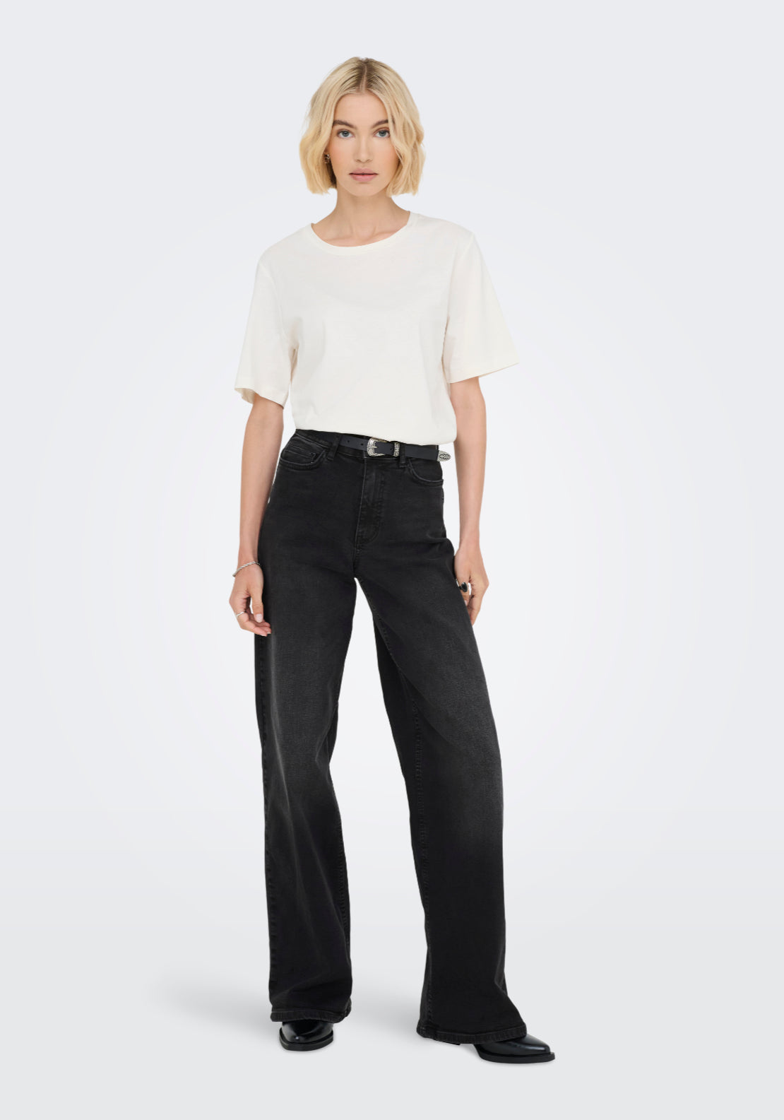Jdy Felina-Fina High Waist Wide Jeans - Black 3 Shaws Department Stores