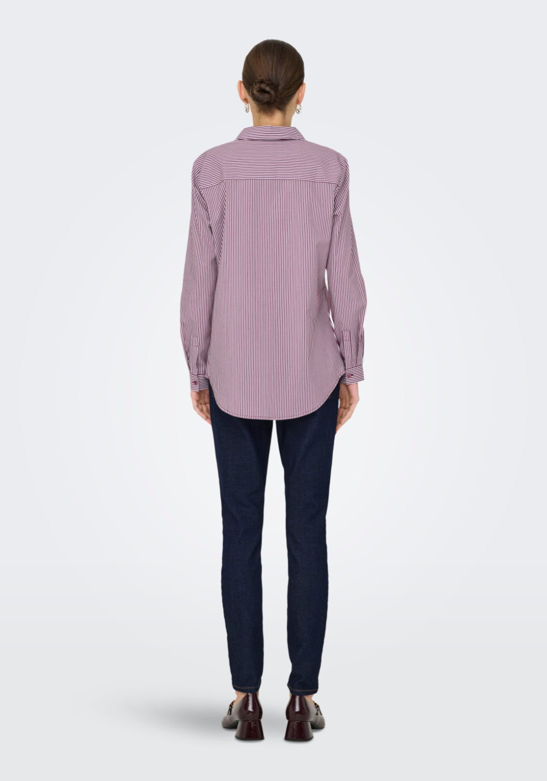 Jdy Mio Long Sleeve Shirt - Cabernet White Stripes 2 Shaws Department Stores