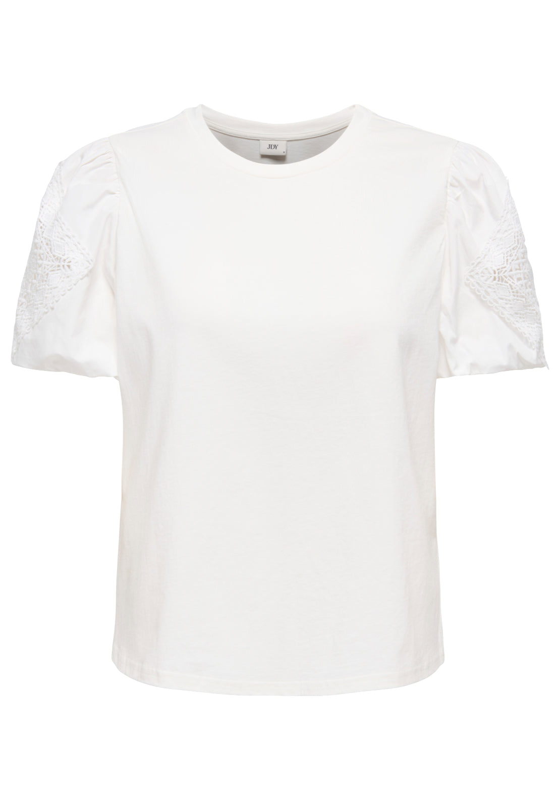 Jdy Uma Life Short Sleeve Lace Detail Top - Cloud Dancer 5 Shaws Department Stores