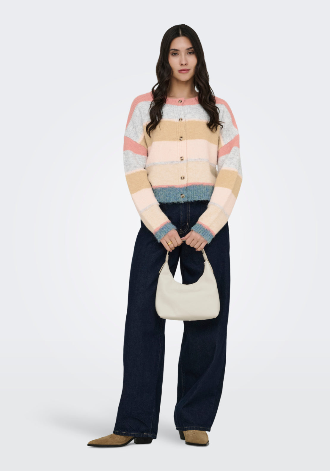 Jdy Cassidy Life Long Sleeve Round Neck Cardigan - Desert Sand 5 Shaws Department Stores
