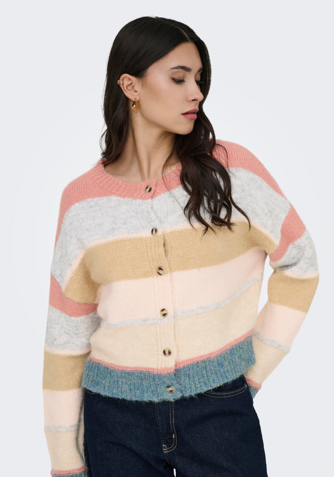 Jdy Cassidy Life Long Sleeve Round Neck Cardigan - Desert Sand 1 Shaws Department Stores