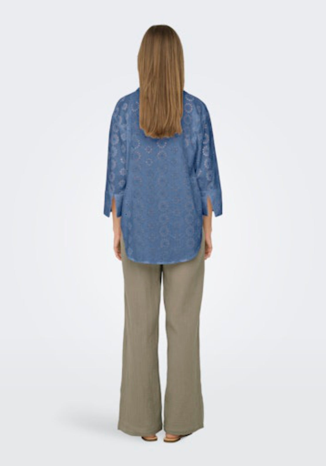 Jdy Tallie 3/4 Long Shirt - Blue 2 Shaws Department Stores