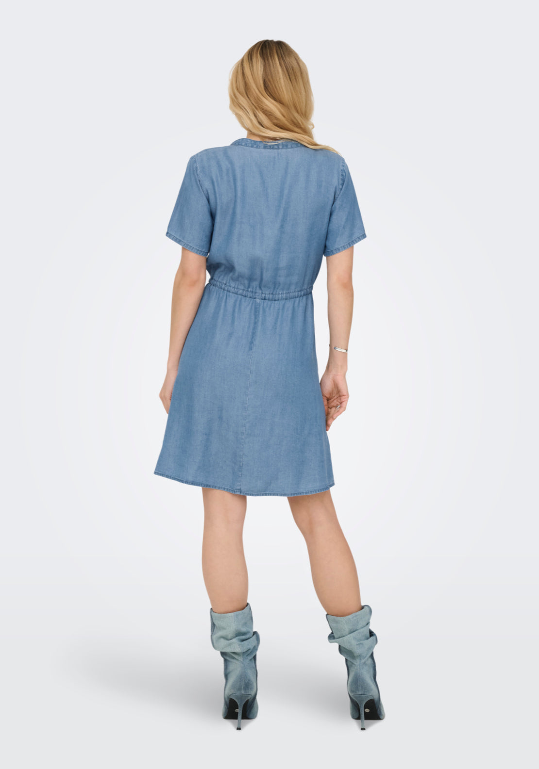 Jdy Jasper Short Sleeve Dress - Medium Blue Denim 2 Shaws Department Stores