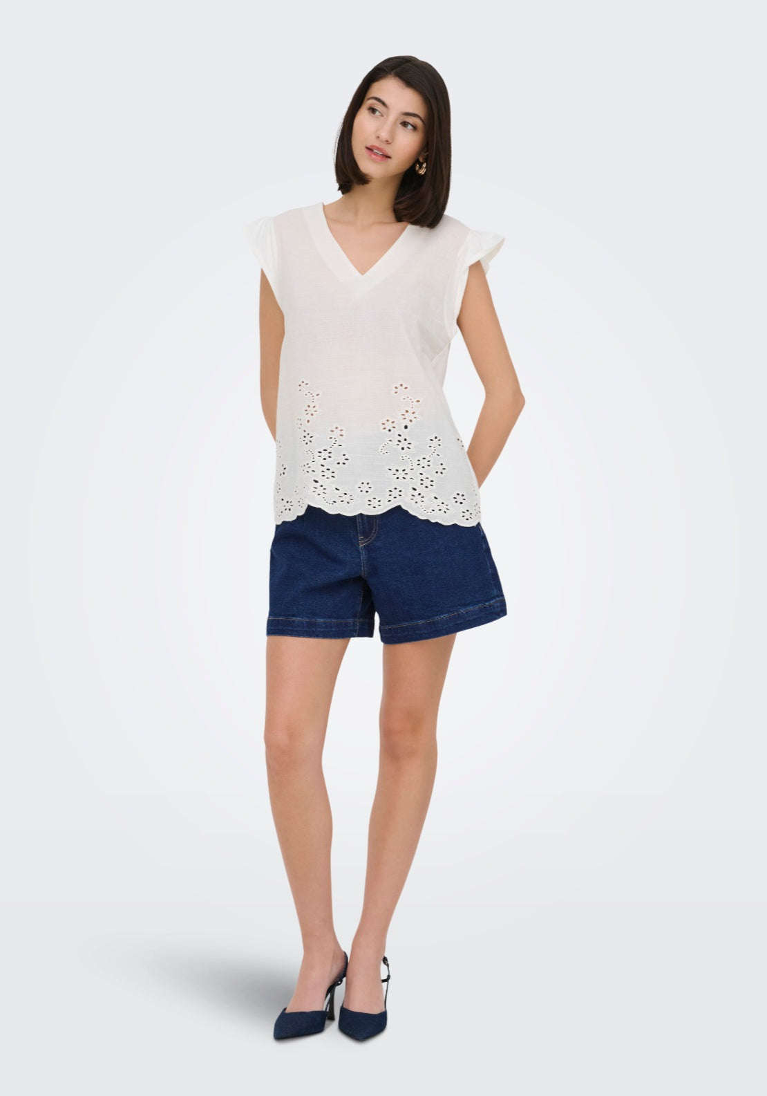 Jdy Valerie High Waist Shorts - Medium Blue Denim 3 Shaws Department Stores