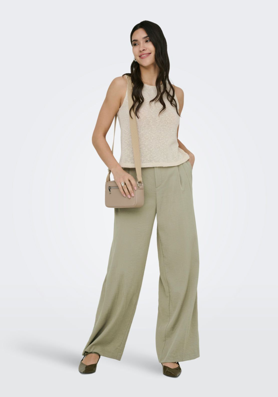 Jdy River High Waist Wide Pant - Weathered Teak 1 Shaws Department Stores