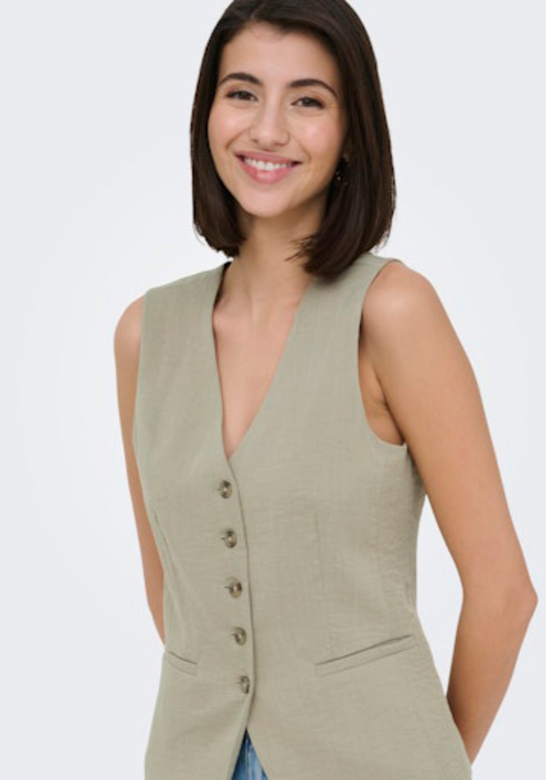Jdy River Sleeveless Waistcoat - Weathered Teak 3 Shaws Department Stores