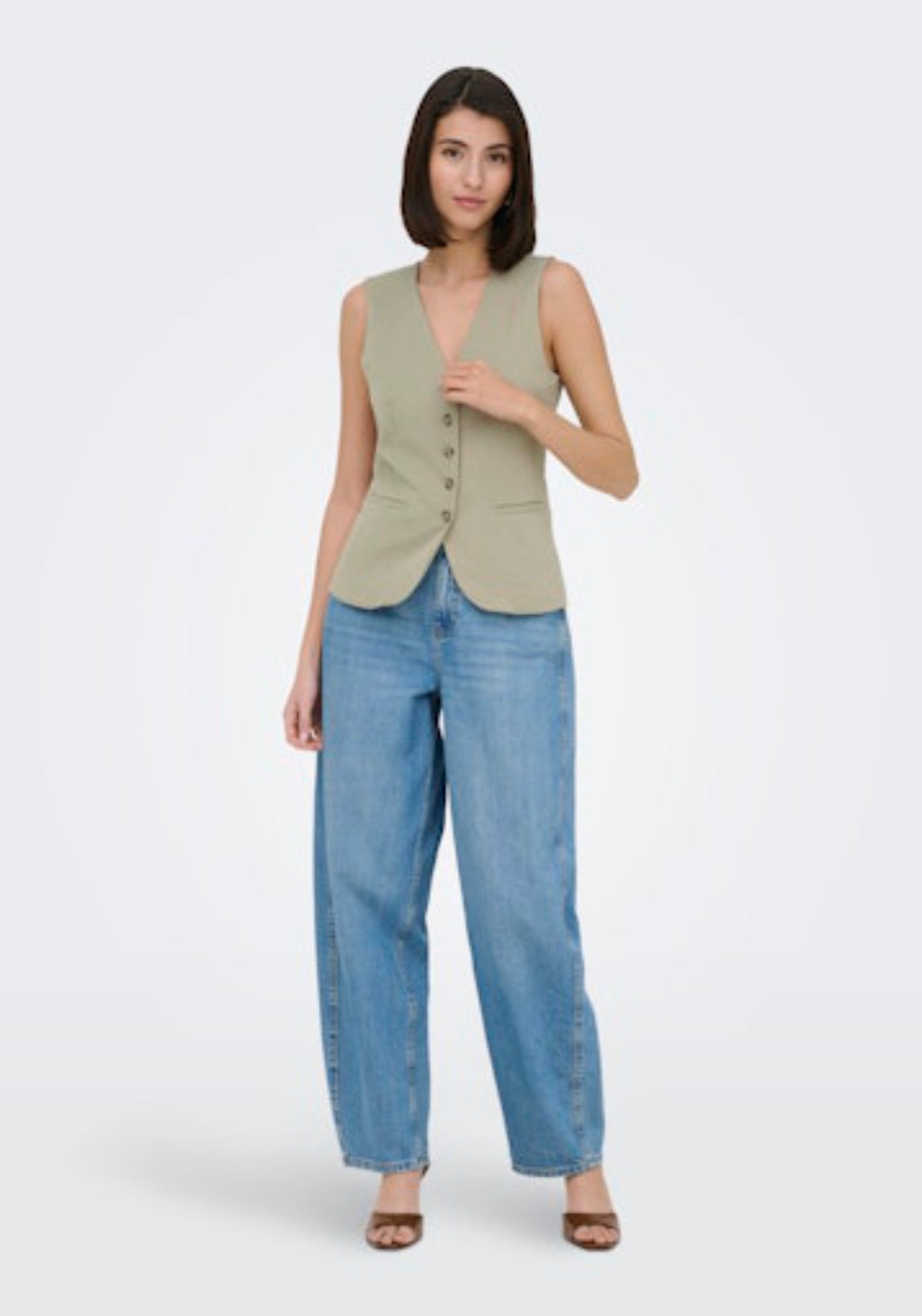 Jdy River Sleeveless Waistcoat - Weathered Teak 5 Shaws Department Stores
