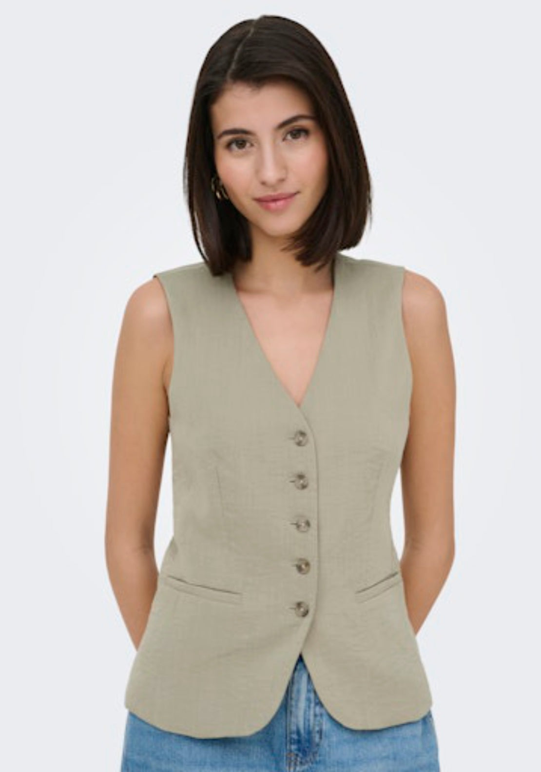 Jdy River Sleeveless Waistcoat - Weathered Teak 1 Shaws Department Stores