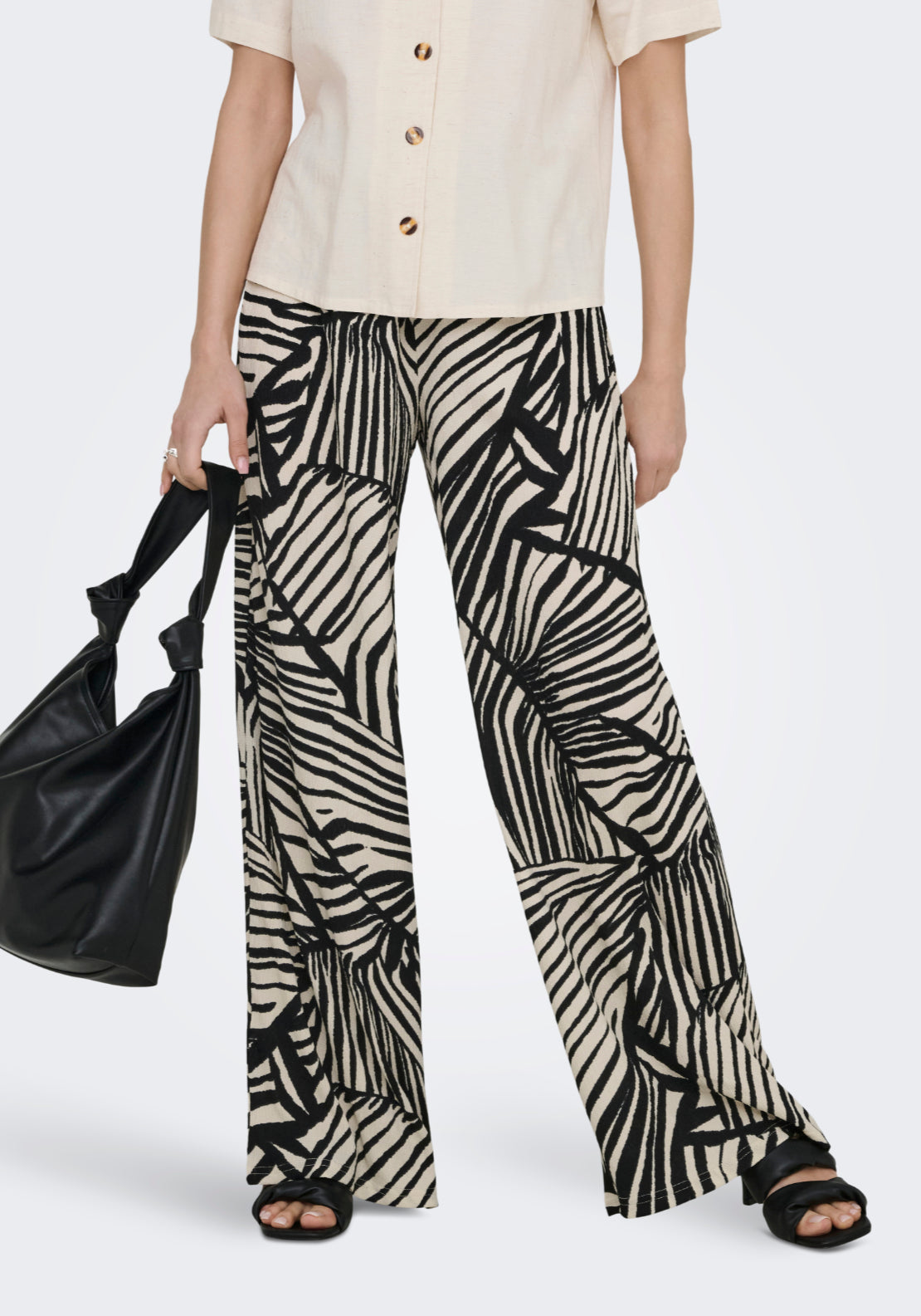 Jdy Debbie New Loose Pant - Sandshell/black 1 Shaws Department Stores