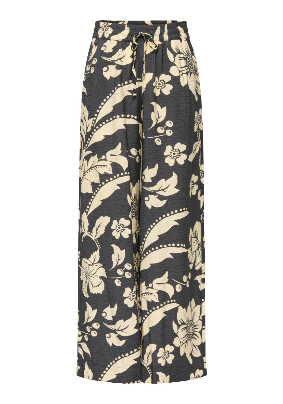 Jdy Troya Life Medium Waist Palazzo Pant - Phantom/creme Flowers 6 Shaws Department Stores