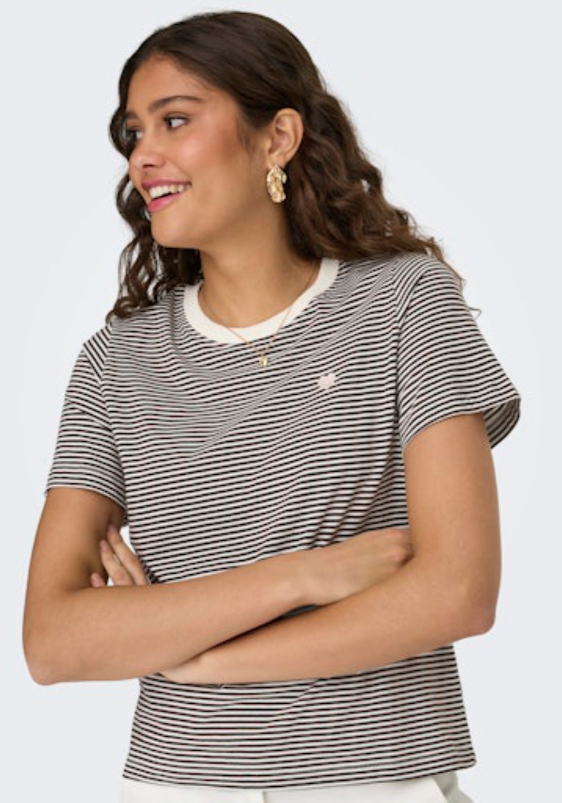 Jdy Pisa Short Sleeve Print Top - Cloud Dancer/chicory Coffee 3 Shaws Department Stores