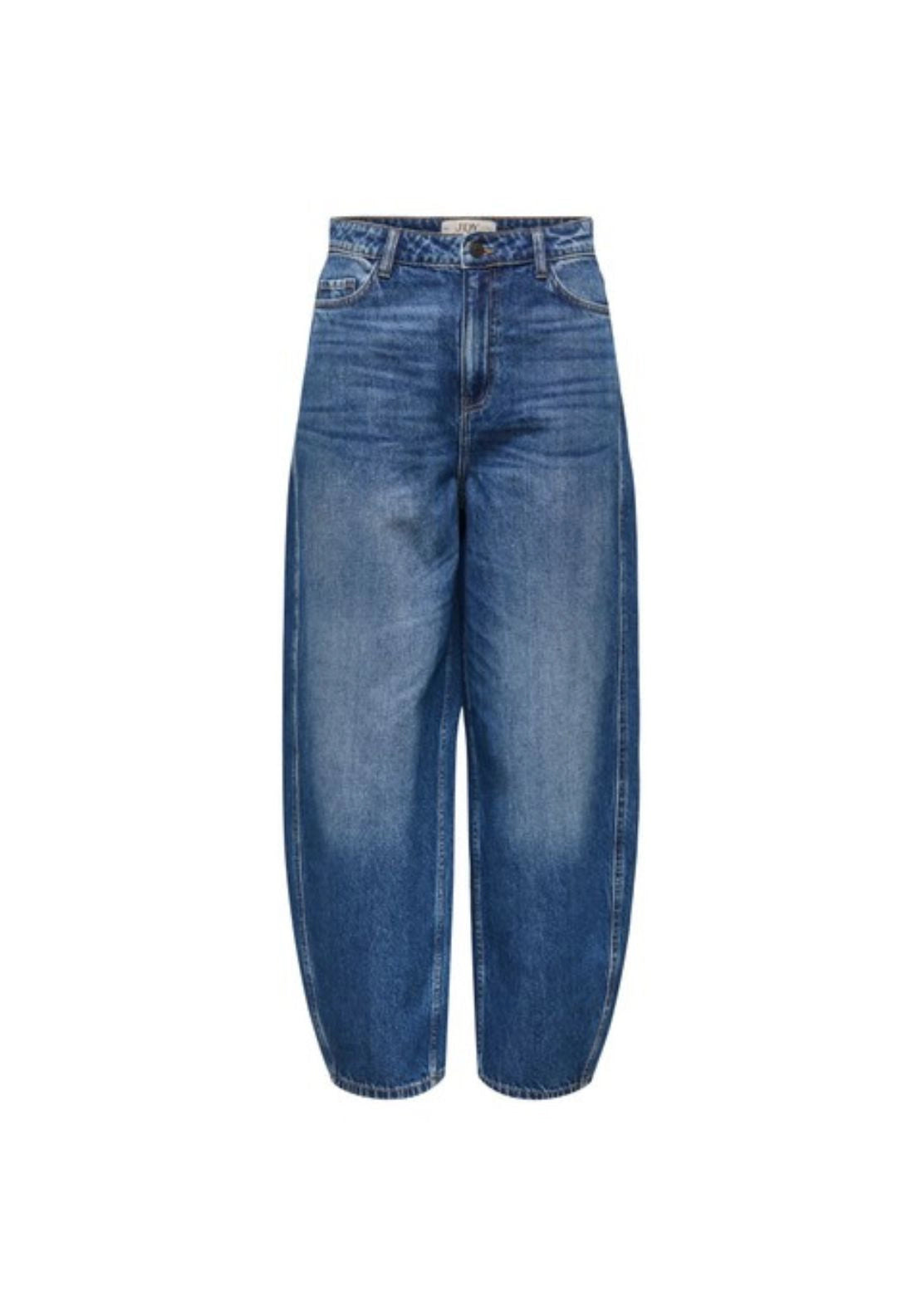 Susie Medium Rise Barrel Jeans - Blue Denim