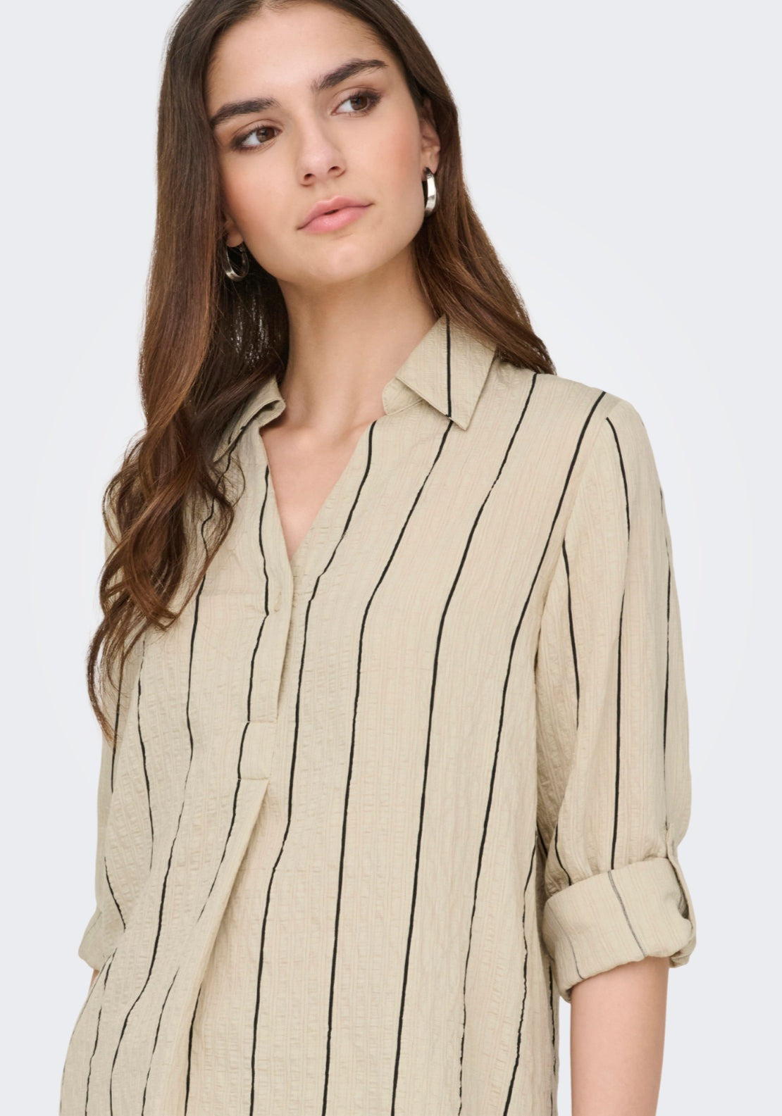 Jdy Ava Long Sleeve Fold Up Shirt - Eucalyptus/black 4 Shaws Department Stores