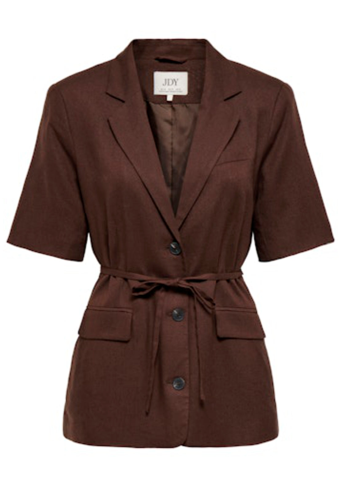 Jdy Naomi Linen Short Sleeve Belt Blazer - Chicory Coffee 6 Shaws Department Stores