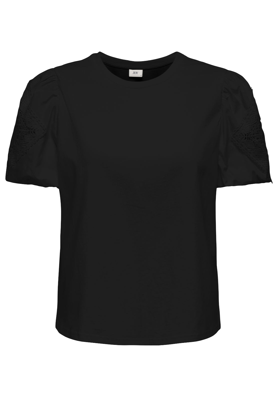 Jdy Uma Life Short Sleeve Lace Detail Top - Black 1 Shaws Department Stores