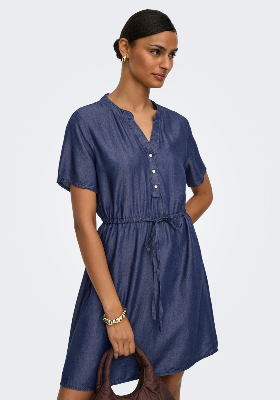 Jdy Jasper Short Sleeve Dress - Dark Blue Denim 4 Shaws Department Stores