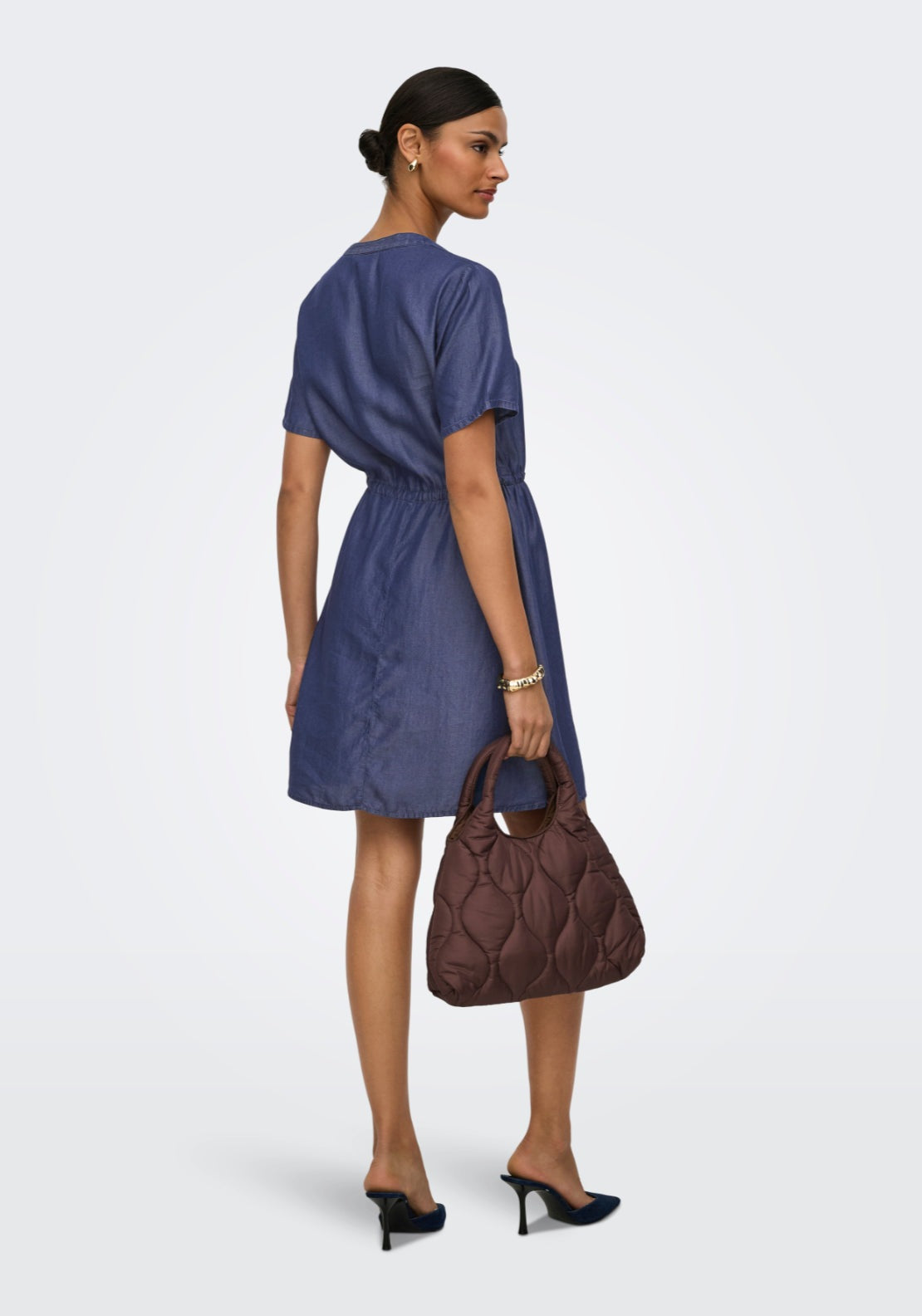 Jdy Jasper Short Sleeve Dress - Dark Blue Denim 3 Shaws Department Stores