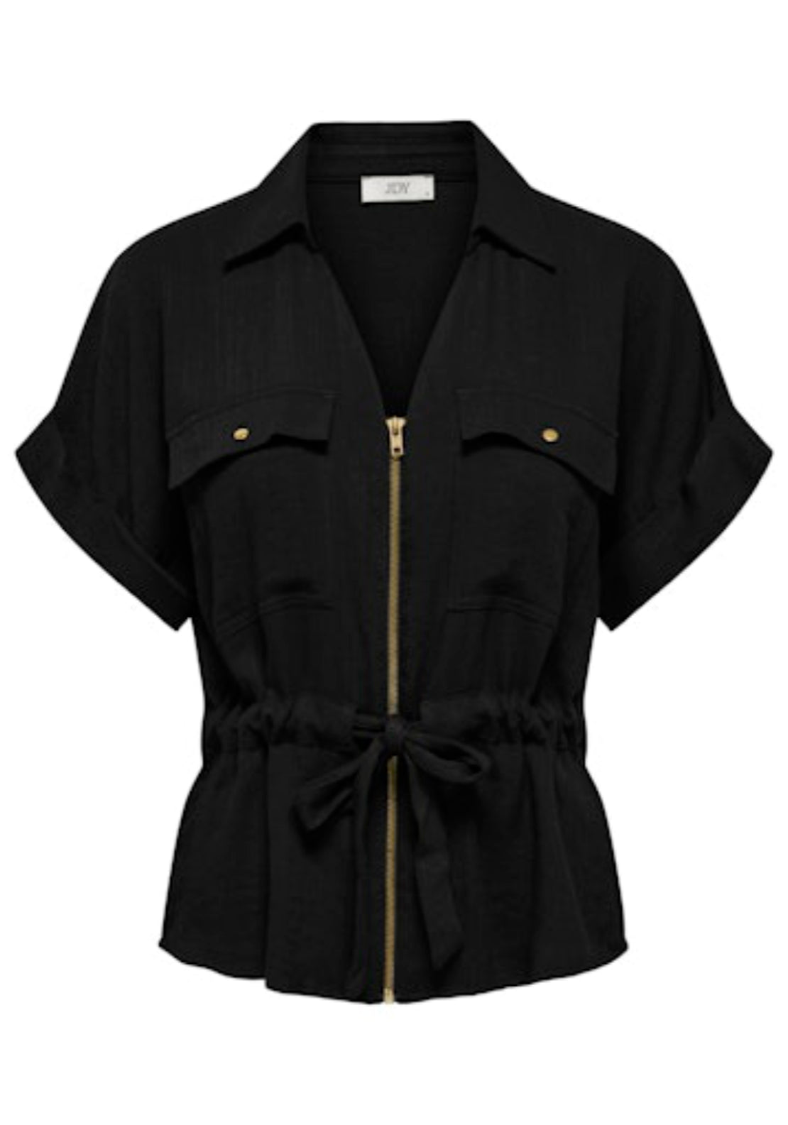 Jdy Mille Short Sleeve Zip Shirt - Black 1 Shaws Department Stores