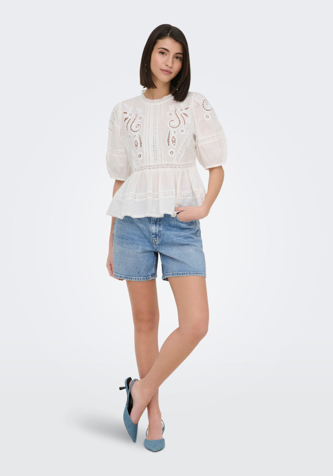Jdy Larisa High Waist Denim Shorts - Light Blue Denim 5 Shaws Department Stores