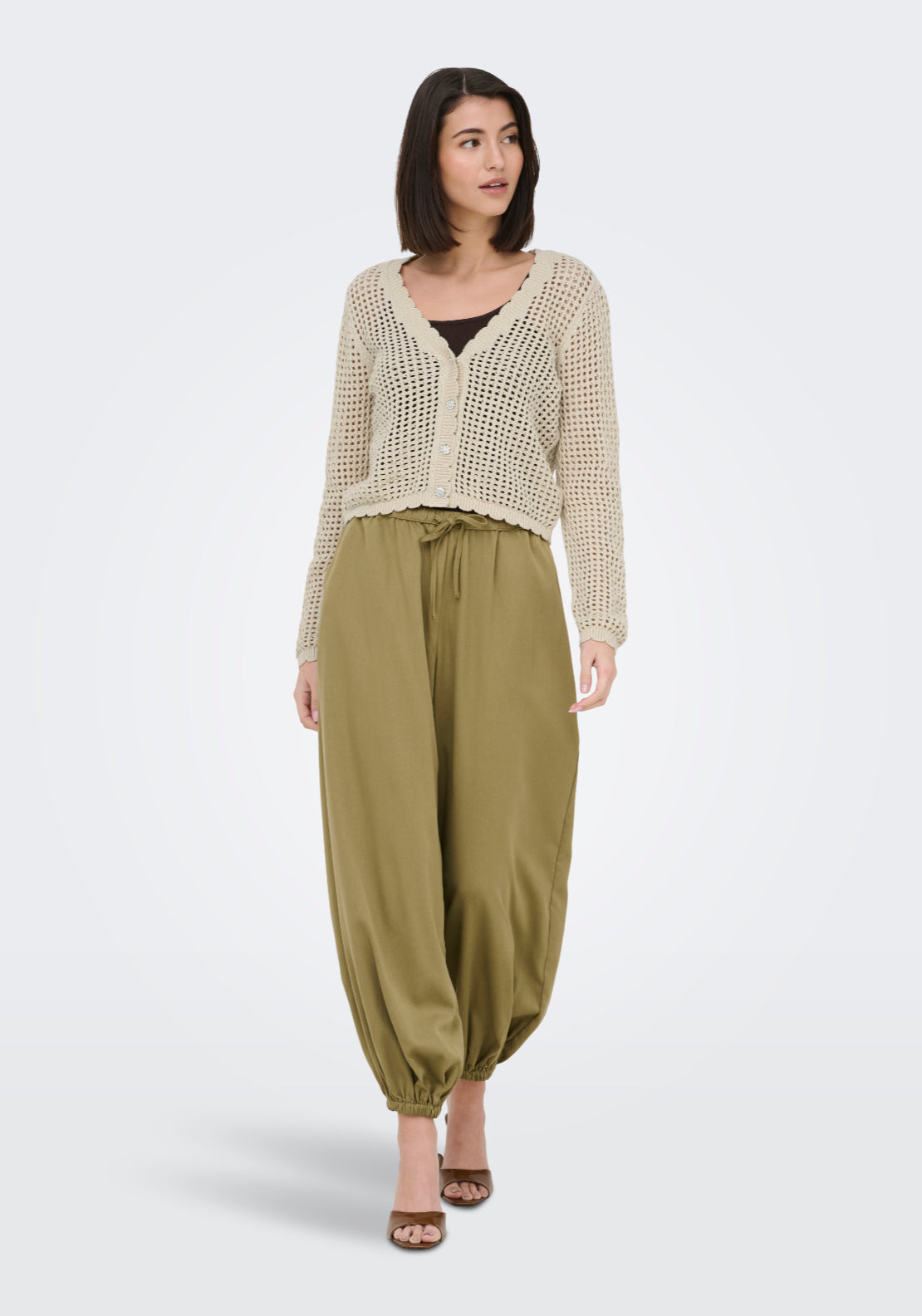 Jdy Becca Long Sleeve V-Neck Cardigan - Sandshell 5 Shaws Department Stores