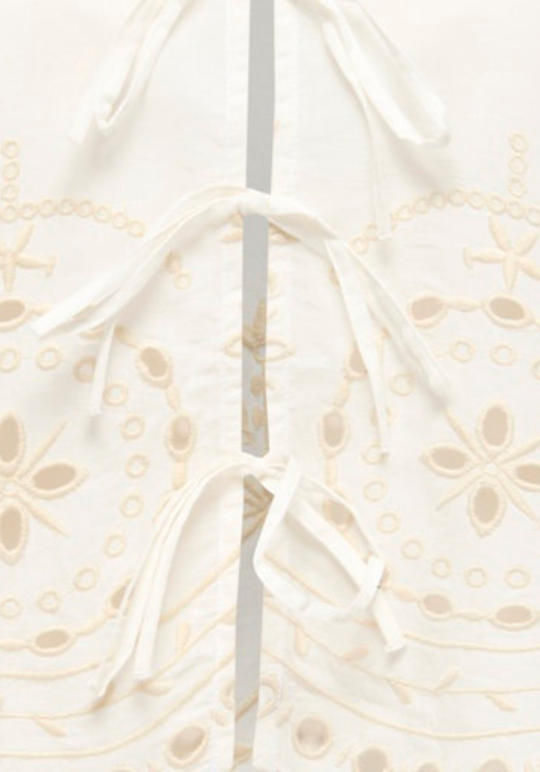 Jdy Polly Short Sleeve Embroidery Tie Top - Cloud Dancer/sandshell Emb 3 Shaws Department Stores