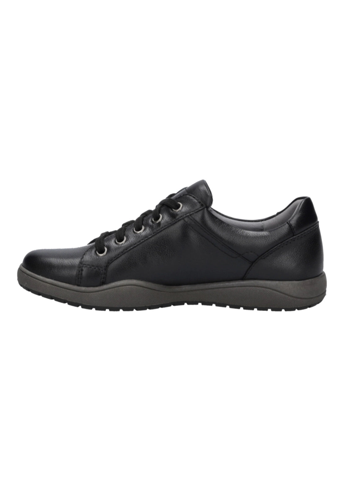 Side Zip Leather Lace Up Casual Shoes - Schwarz