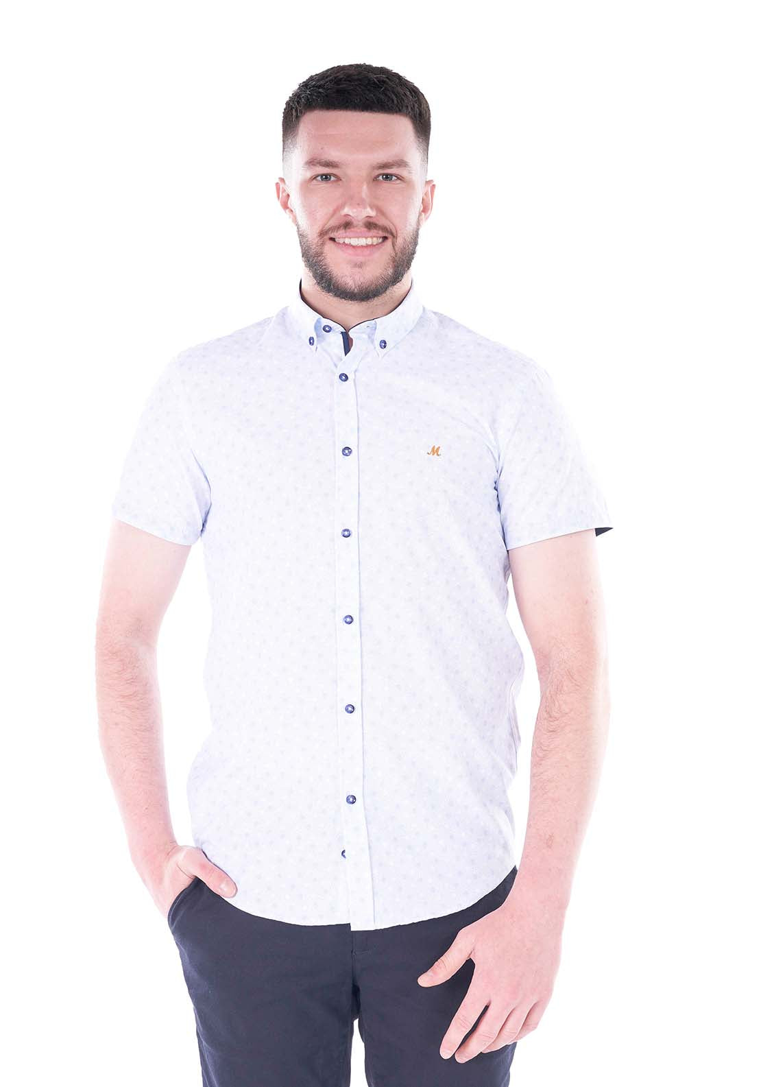 Mineral Jay Short Sleeve Shirt - White / Blue 1 Shaws Department Stores