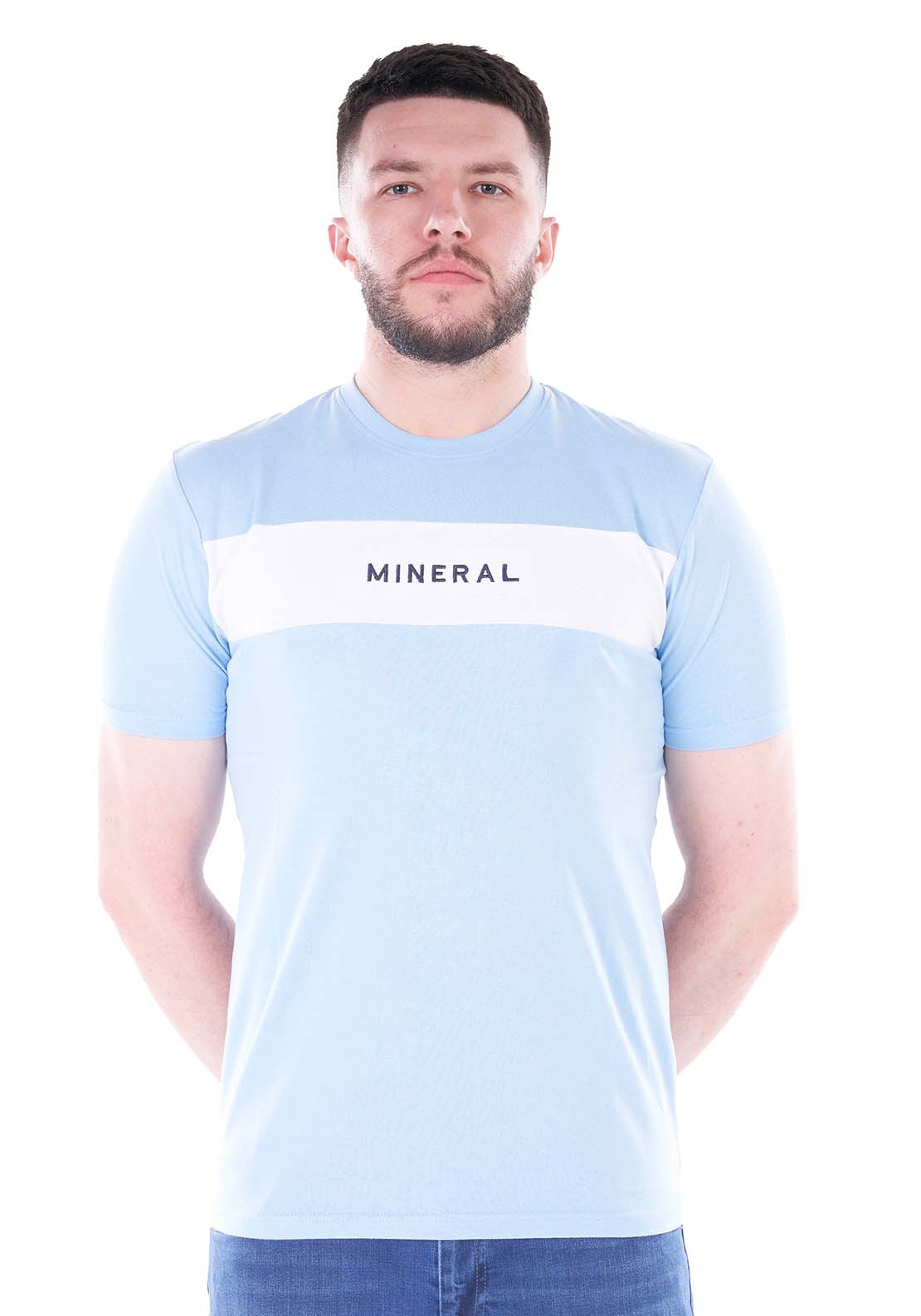 Mineral Jessup Short Sleeve up Panel Tee - Sky 1 Shaws Department Stores