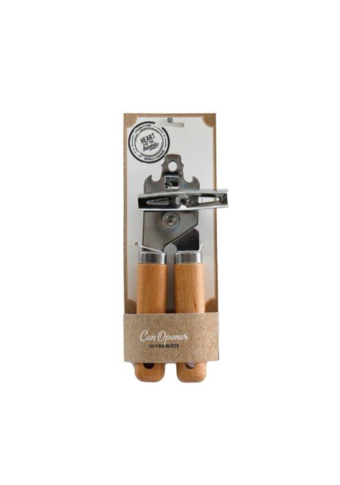Tin Opener With Wooden Handle - Blue