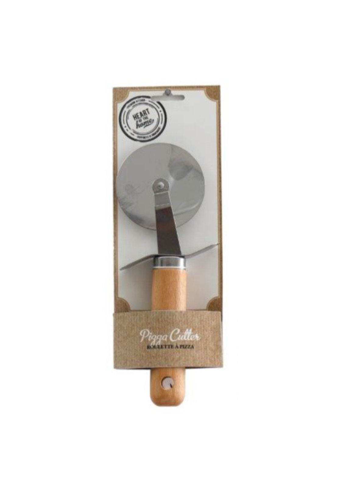 Pizza Cutter With Wooden Handle - Blue