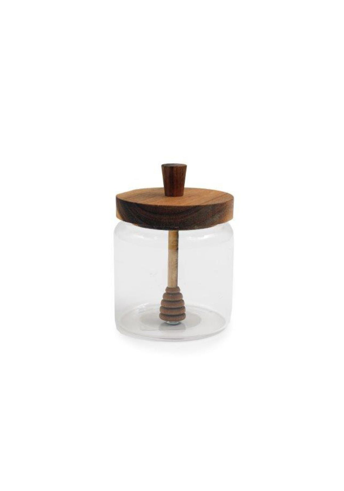 Glass Honey Storage Jar - Wood/clear