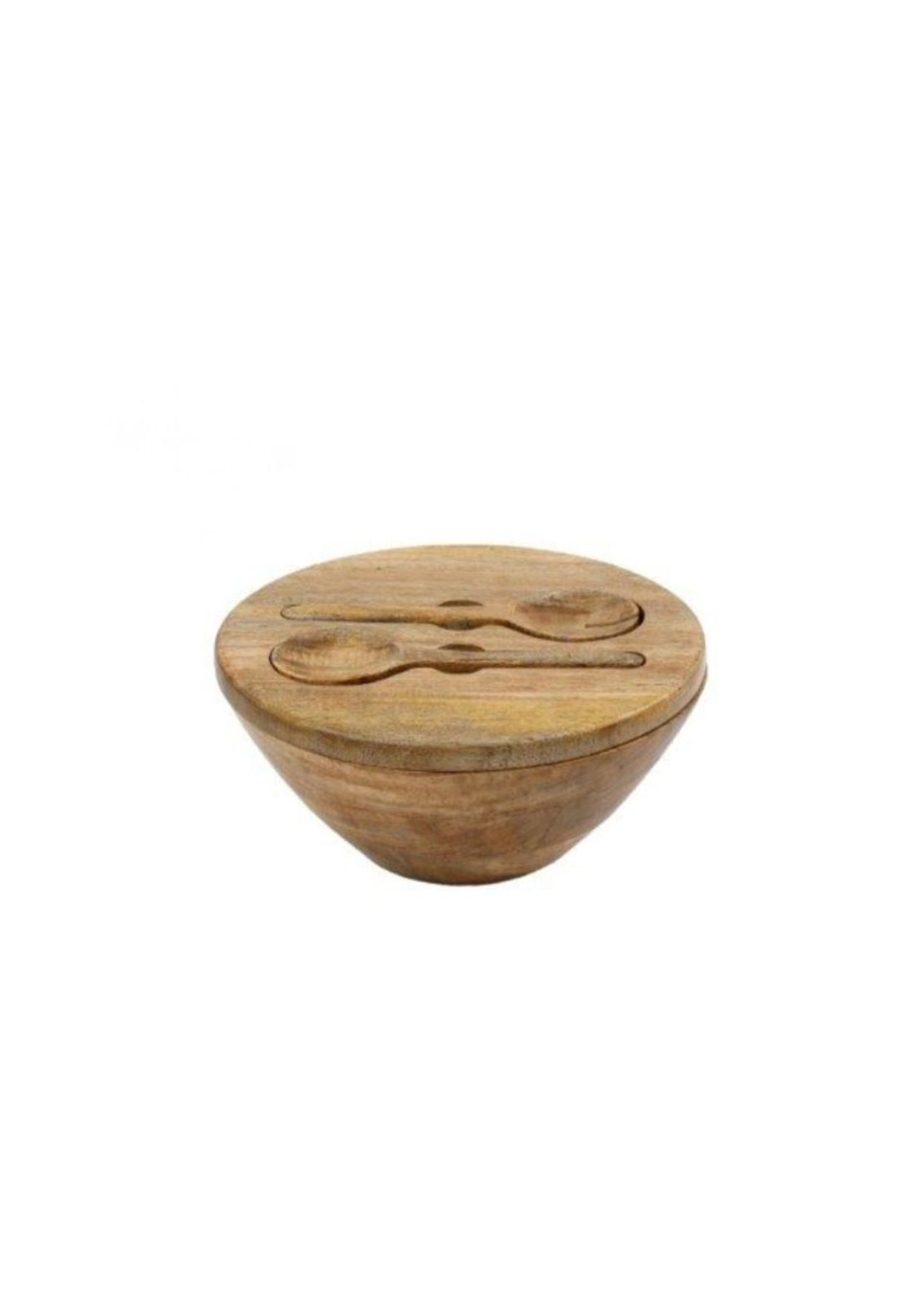 Wooden Bowl With 2 Spoons - Blue