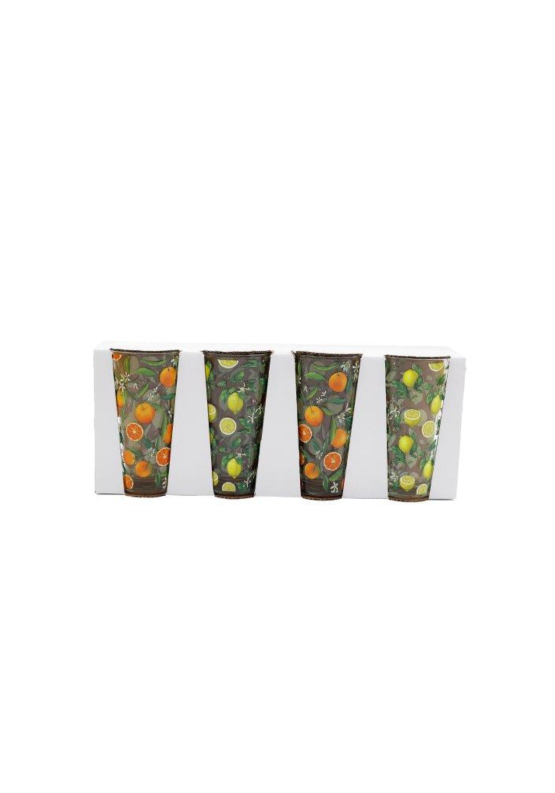 Set Of 4 Citrus Print Tumblers - Multi