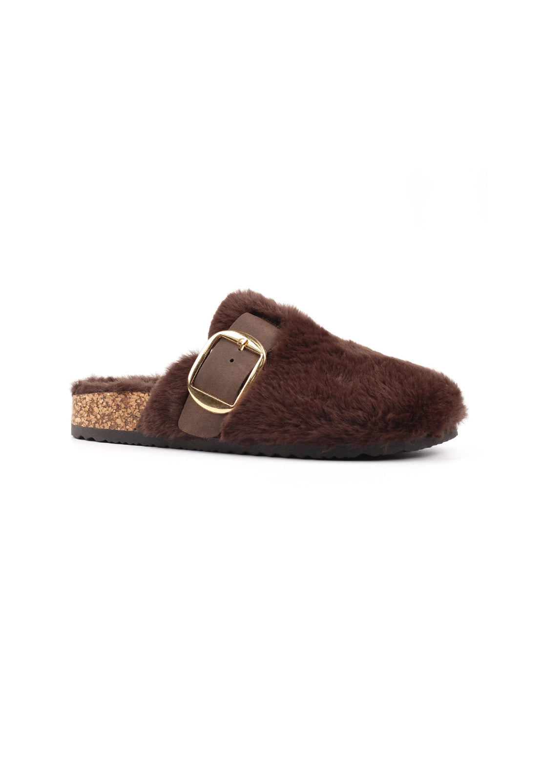 Rhianna Buckle Mule Slipper - Brown