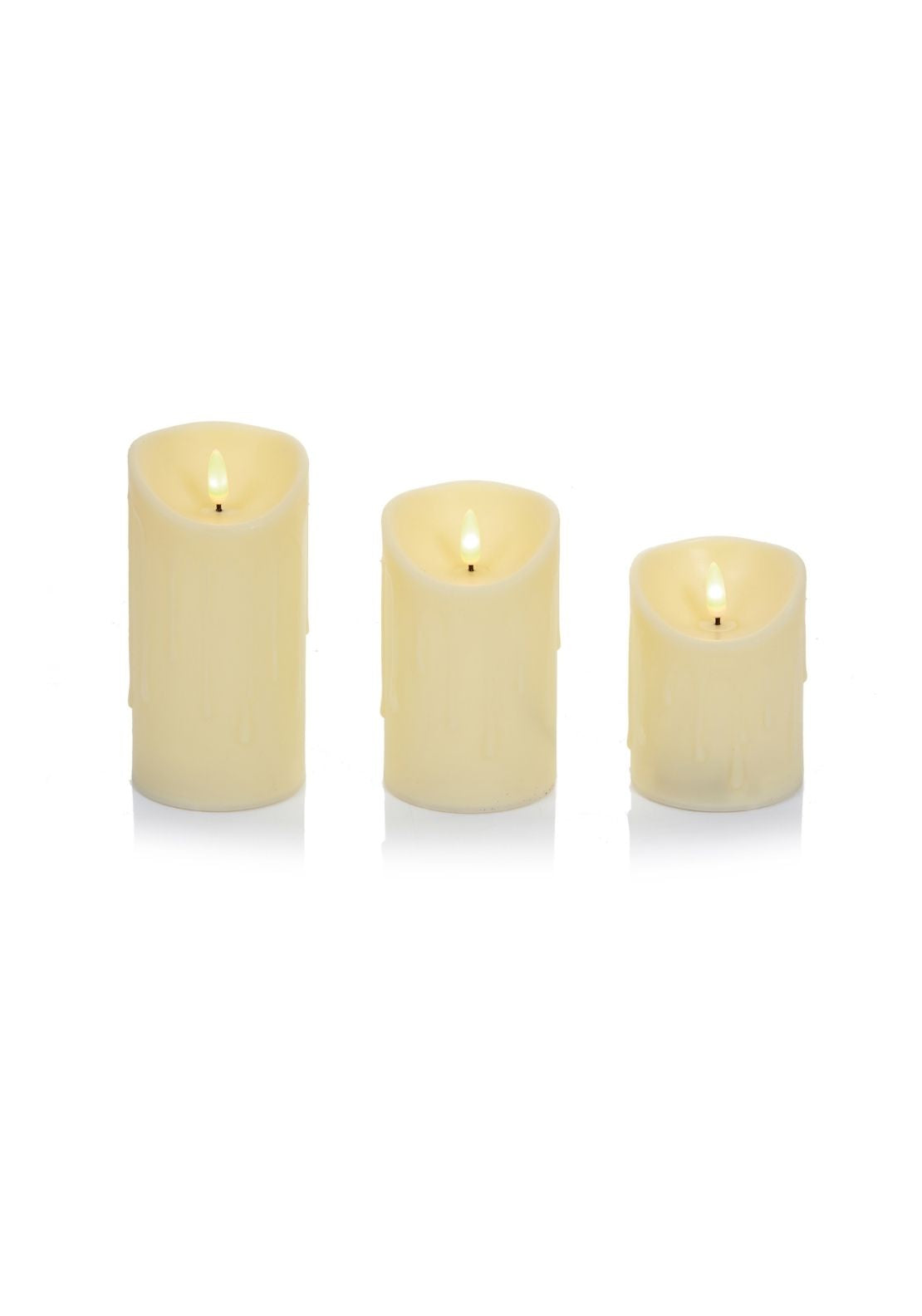 Set Of 3 LED Cream Candles
