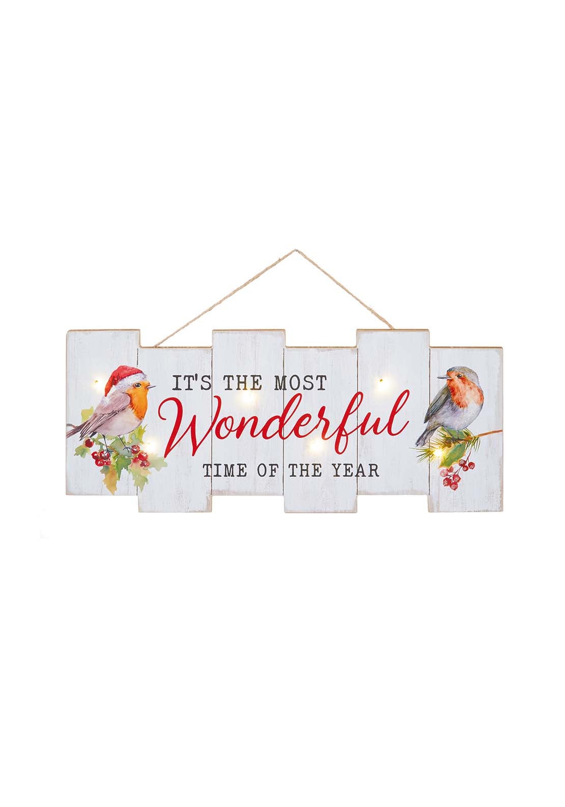 The Home Christmas Robin Scene Hanging Plaque 1 Shaws Department Stores