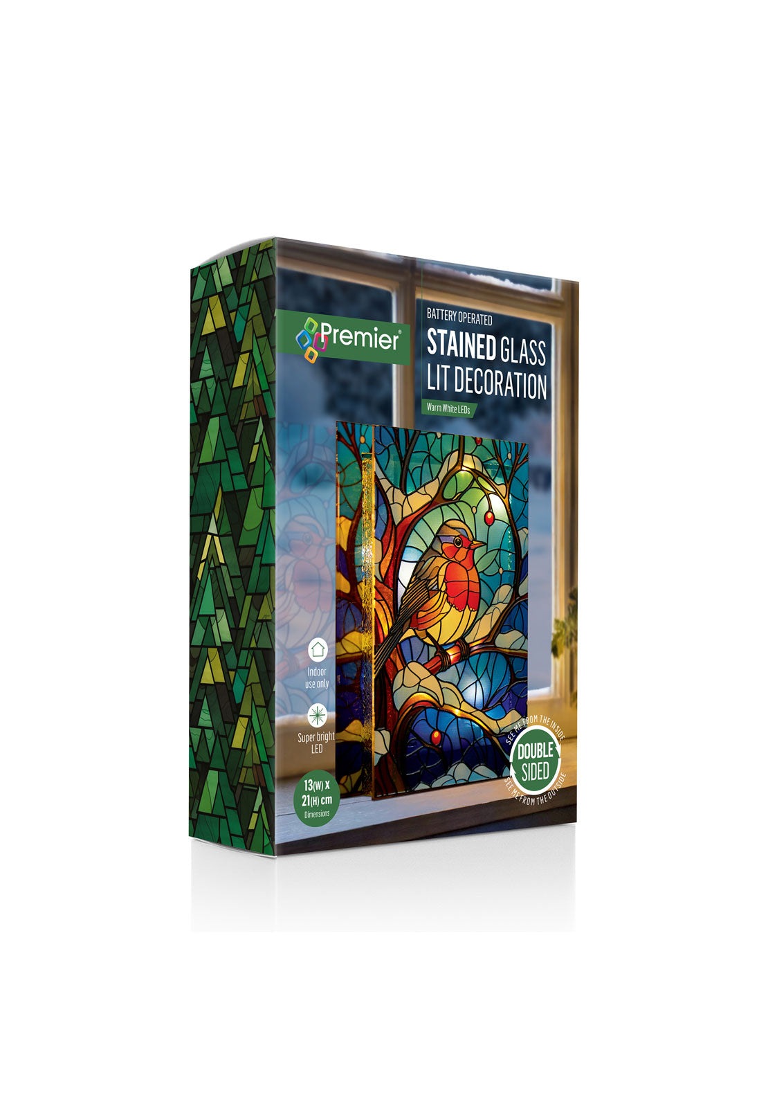 The Home Christmas Robin On Branch Stained Glas 5 Shaws Department Stores