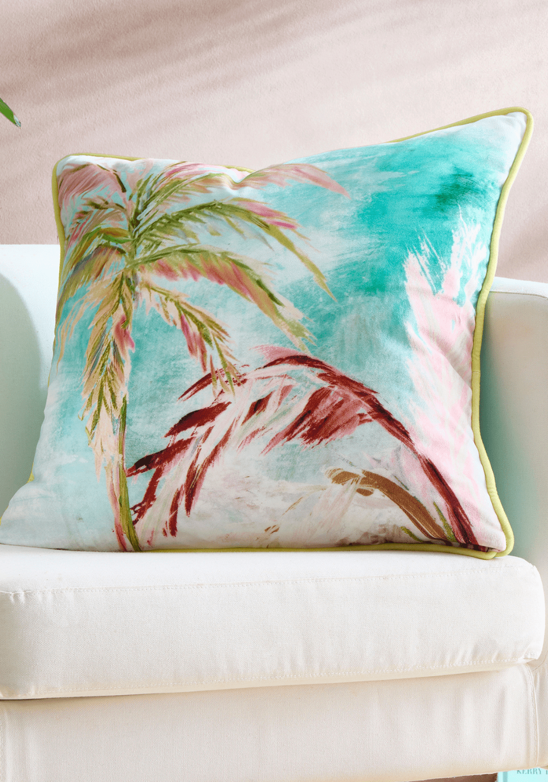 The Home Luxury Collection Lolitta Velvet Cushion - Green 1 Shaws Department Stores