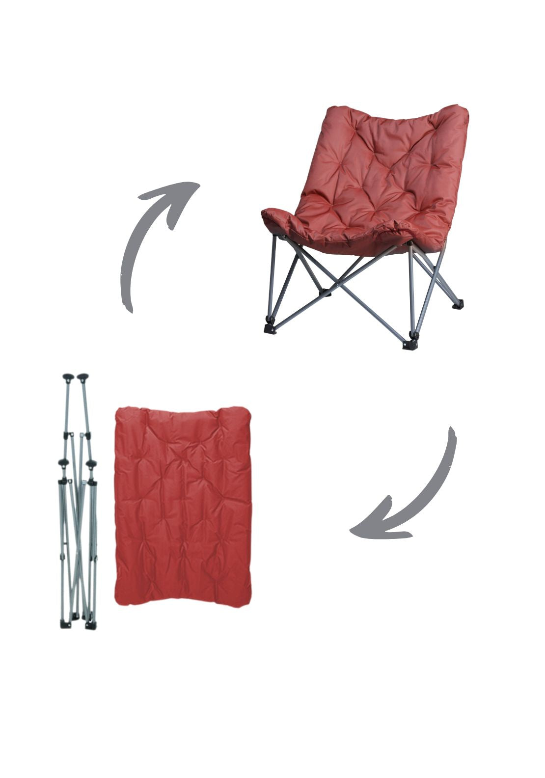 Camping Chair with Cushion - Red